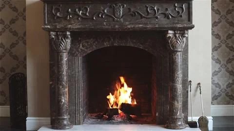 Fire in fireplace Stock Footage 46359152
