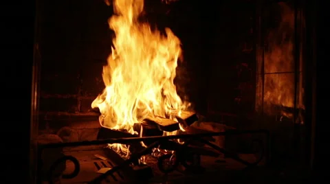 Fire in a fireplace Vidéo 55673459