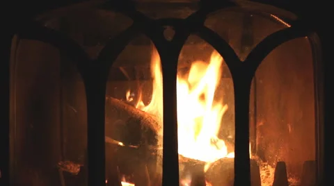 Fire in a fireplace. Stock Footage 60047895