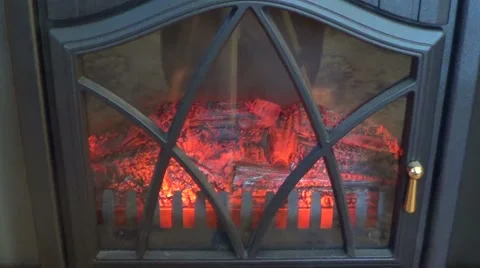 Fire in fireplace Stock Footage 60222019