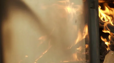 Fire in the fireplace Stock Footage 62234036