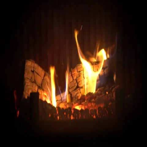 Fire in the fireplace Stock Footage 69637744