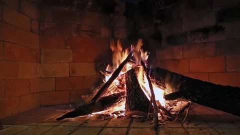 Fire in the Fireplace 스톡 동영상 73491408