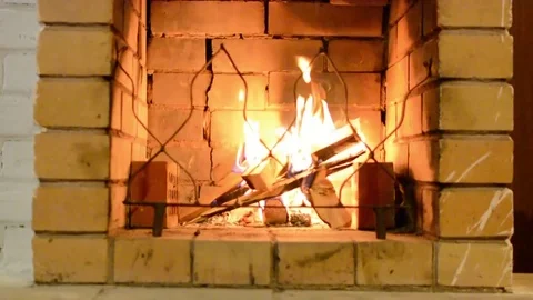 Fire in a fireplace Stock Footage 80289107
