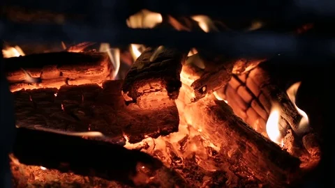 Fire in the Fireplace Video stock 80814887