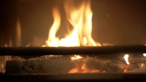 Fire at the fireplace Stock Footage 81172120