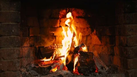 Fire in a fireplace Stock Footage 85433510