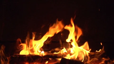 Fire in the fireplace. Stock Footage 95189530