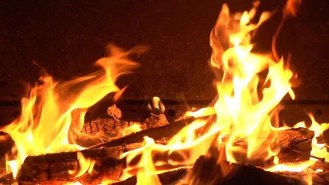 Fire in the fireplace. Video stock 95488426