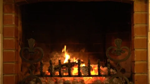 Fire in the fireplace. Video stock 99633755