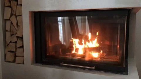 Fire in the fireplace Stock Footage
