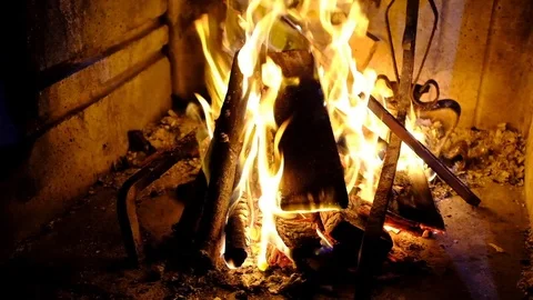 Fire in the fireplace Stock Footage 126223072