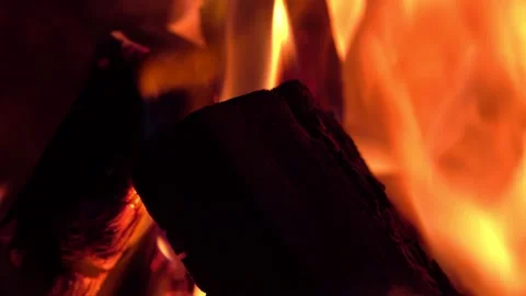 Fire in a fireplace Stock Footage 134022018