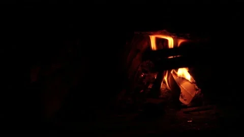 Fire in the fireplace Stock Footage 142423863