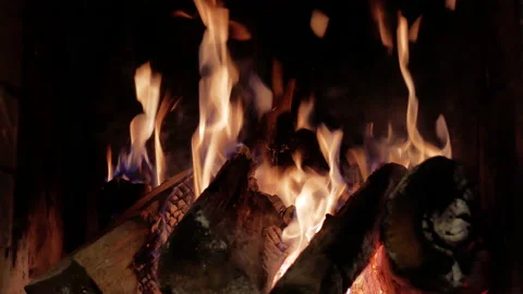 Fire in a fireplace Stock Footage 146359360