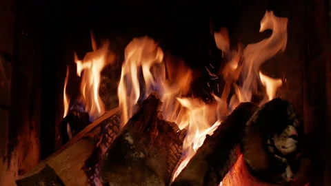 Fire in a fireplace Stock Footage 146513218