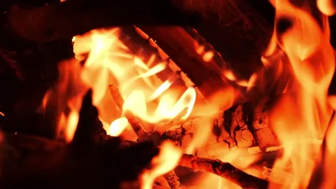 Fire in the fireplace Stock Footage 152664632