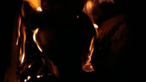 Fire in the fireplace Stock Footage 174685170