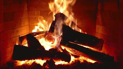 Fire in the fireplace Stock Footage 187443688