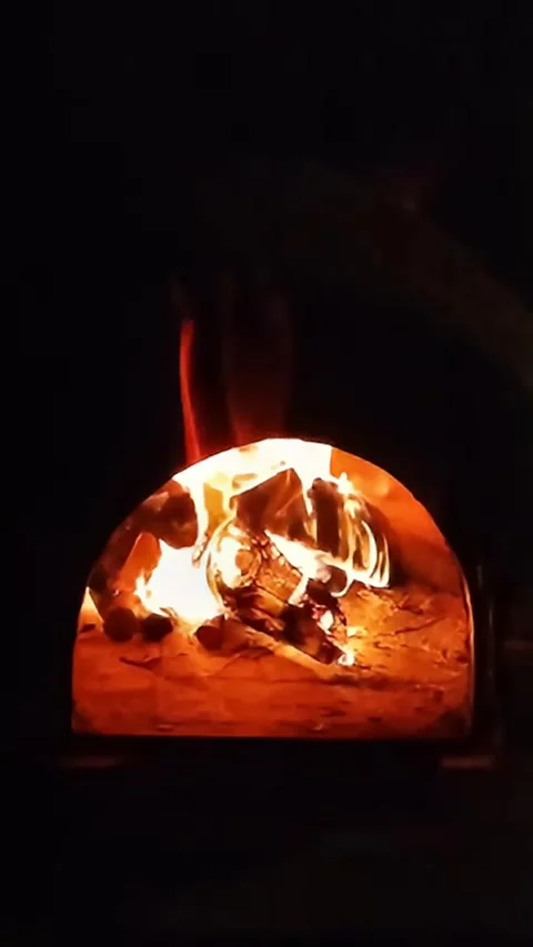 Fire in a fireplace Stock Footage 280985632