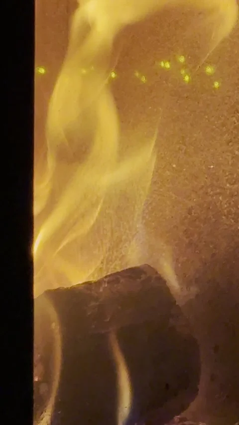 Fire in fireplace Stock Footage 301819094