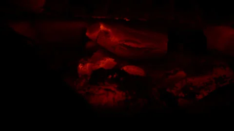 Fire in fireplace heat waves Stock Footage 24704222