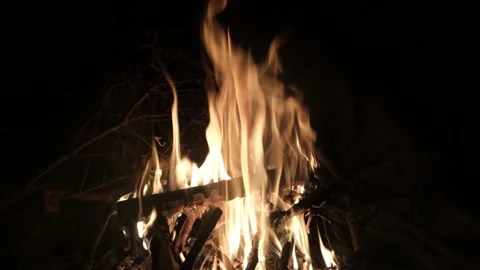 Fire in fireplace at home time celebration christmas introspection flames Stock Footage 221766585