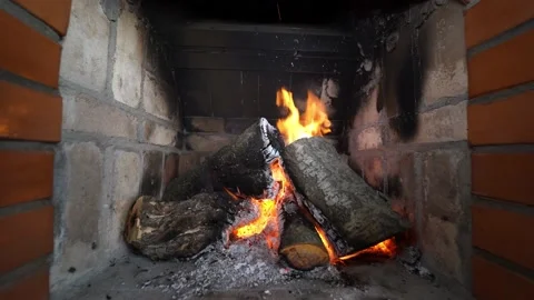 The fire in the fireplace ignites Stock Footage 148732606