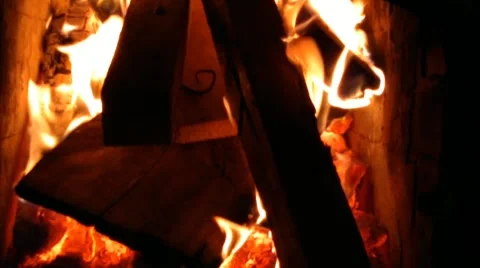 Fire in the fireplace on January 1st. Stock Footage 220557055