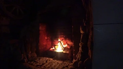 Fire in the fireplace in motion Stock Footage 81677932