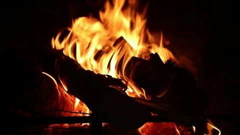 Fire in the fireplace or bonfire Stock Footage 168252352