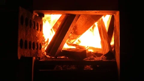 Fire in the fireplace or in the hearth of the stove Stock Footage 119155282