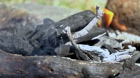 Fire in a fireplace, outdoors Stock Footage 152612152