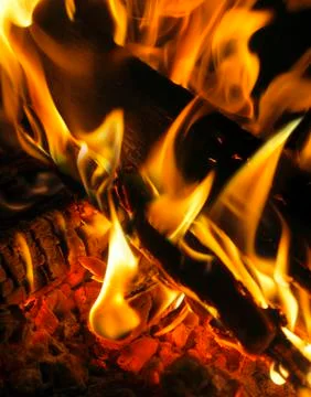 Fire in the fireplace Stock Photos