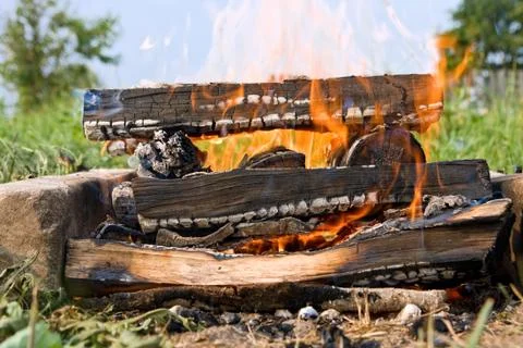 Fire in a fireplace Foto stock