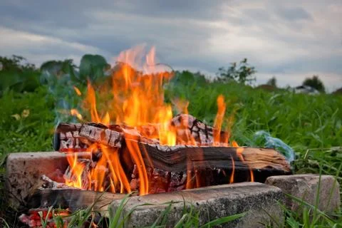 Fire in a fireplace Stock Photos