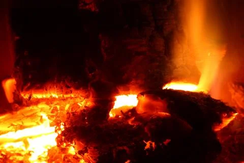 Fire in fireplace Stock Photos