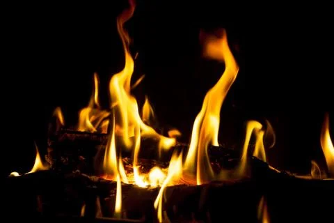 Fire in the fireplace Stock Photos