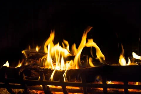 Fire in the fireplace Foto stock