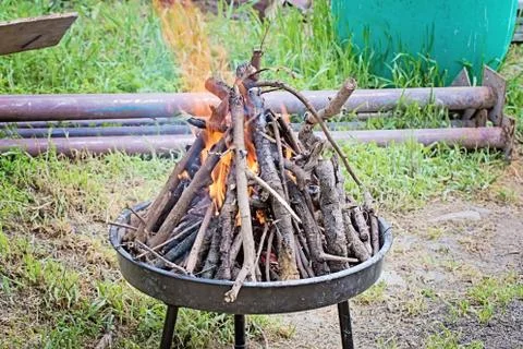 Fire In A Fireplace Stock Photos
