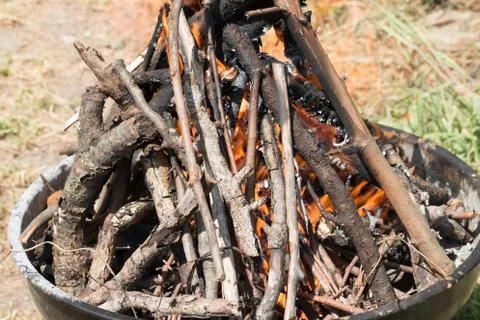 Fire In A Fireplace Stock Photos