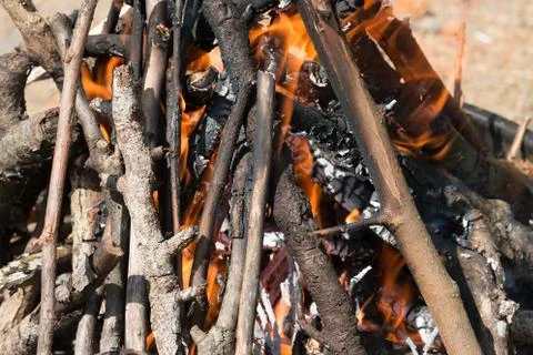 Fire In A Fireplace Stock Photos