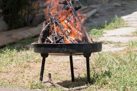 Fire In A Fireplace Stock Photos