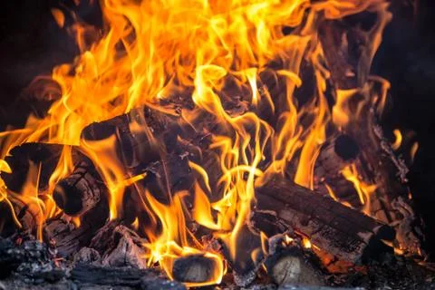 Fire in a fireplace Stock Photos