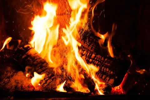 Fire in the fireplace Stock Photos