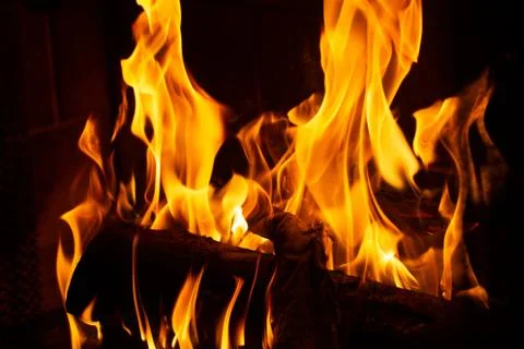 Fire in a fireplace Stock Photos