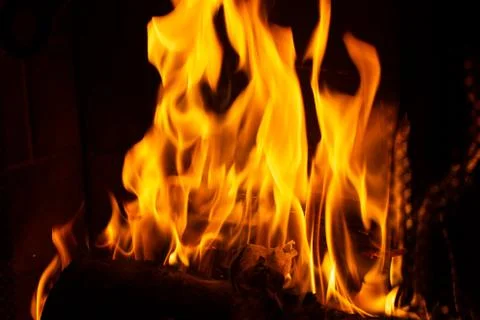 Fire in a fireplace Stock Photos