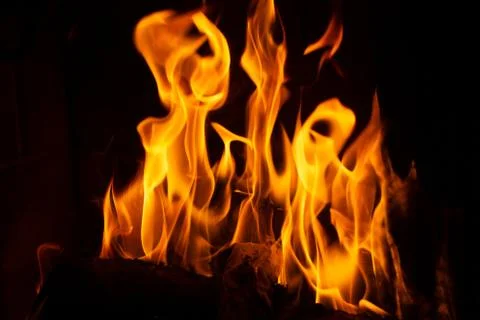 Fire in a fireplace 스톡 사진