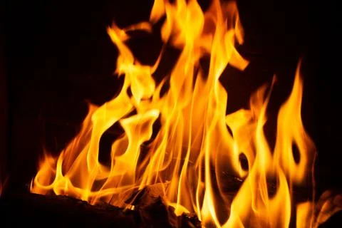 Fire in a fireplace Foto stock