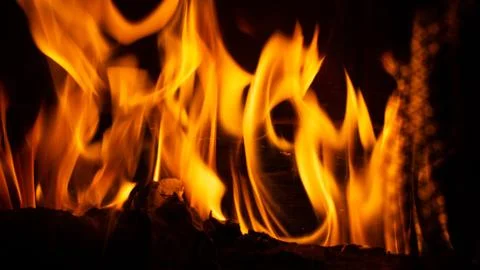 Fire in a fireplace Stock Photos